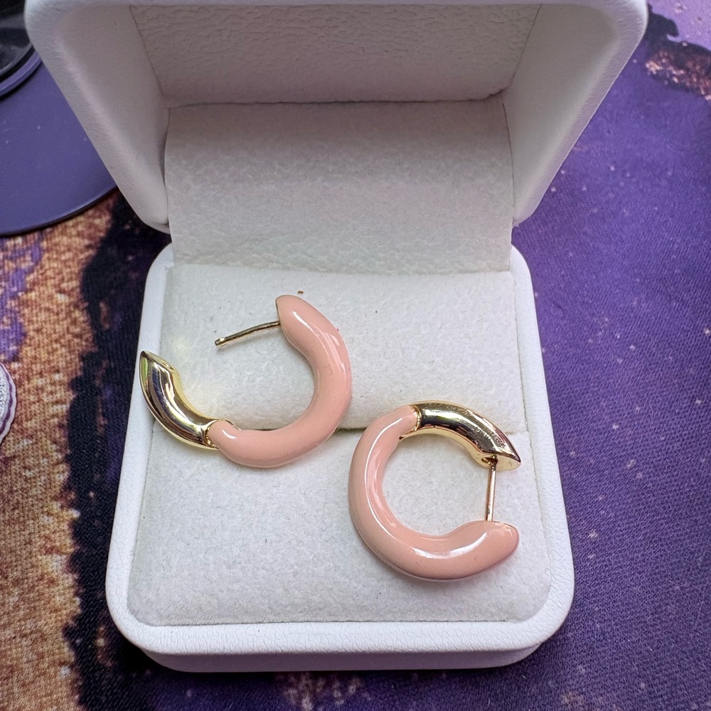 Mayamar Gold and Pink Hoop Earrings